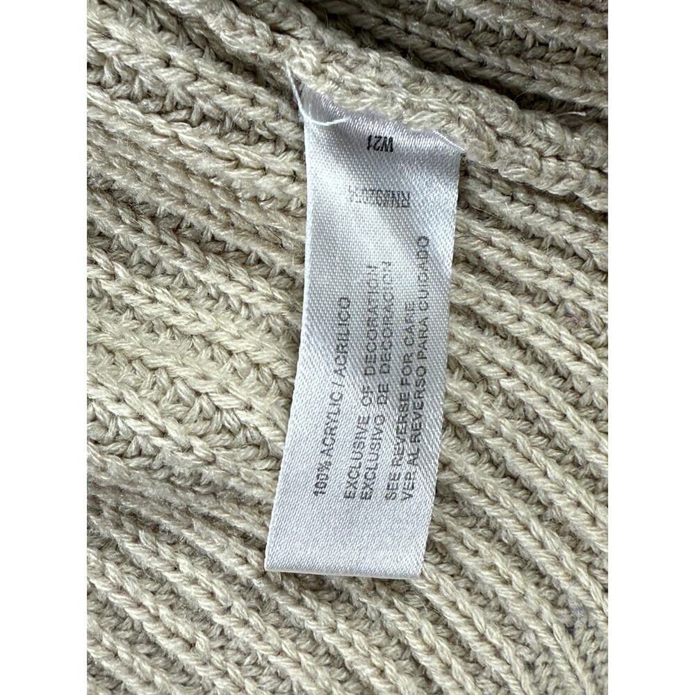 Debbie Morgan Womens Beige Knit Sweater Elbow Patch Scoop Neck Pockets M - Picture 5 of 7